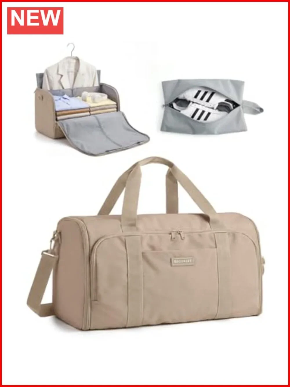 Convertible 2-in-1 Garment Bag Duffle Bag 47L with Shoes Bag Shoulder Strap